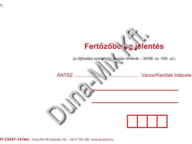 Fertőzőbeteg jelentés boríték